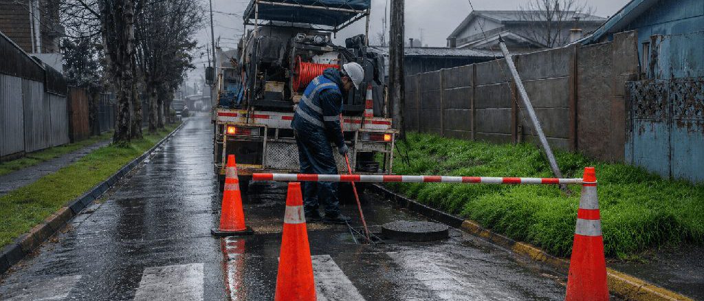 Personal técnico de Aguas Décima realizando labores de mantenimiento preventivo en Valdivia.