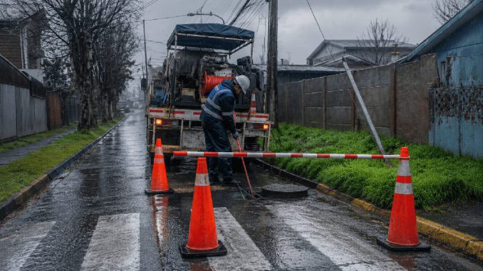 Personal técnico de Aguas Décima realizando labores de mantenimiento preventivo en Valdivia.