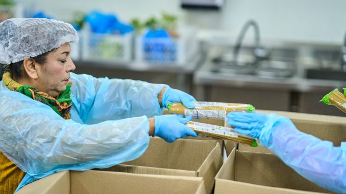 Entrega de alimentos en el Ecomercado Solidario de Valdivia