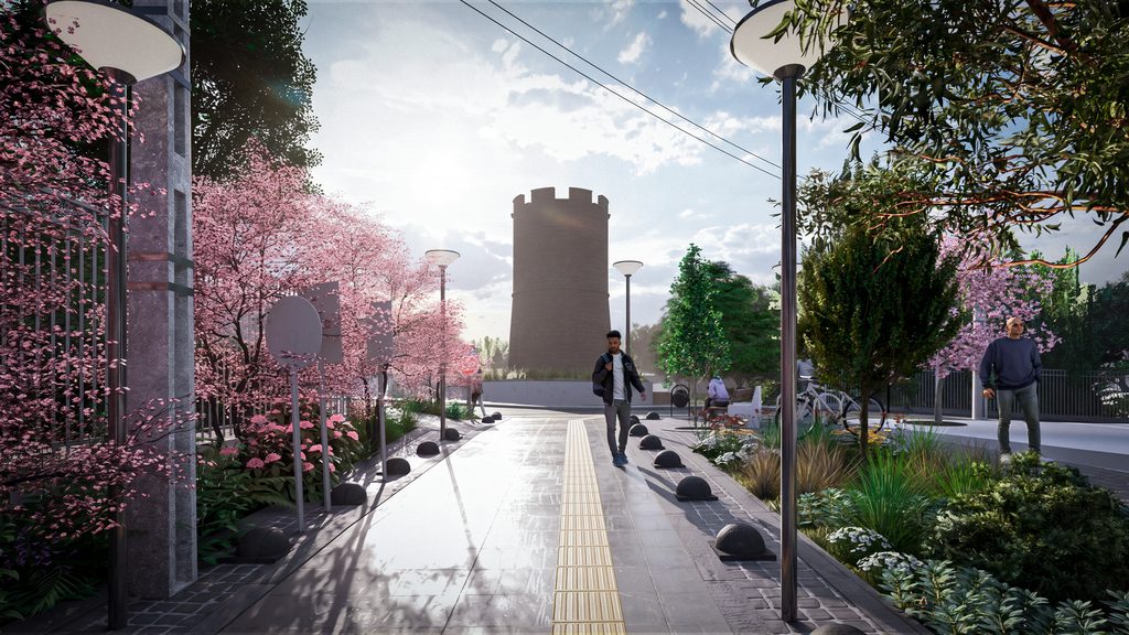 Vecinos y autoridades municipales revisando los planos del diseño final para el proyecto Pasaje Orella en Valdivia