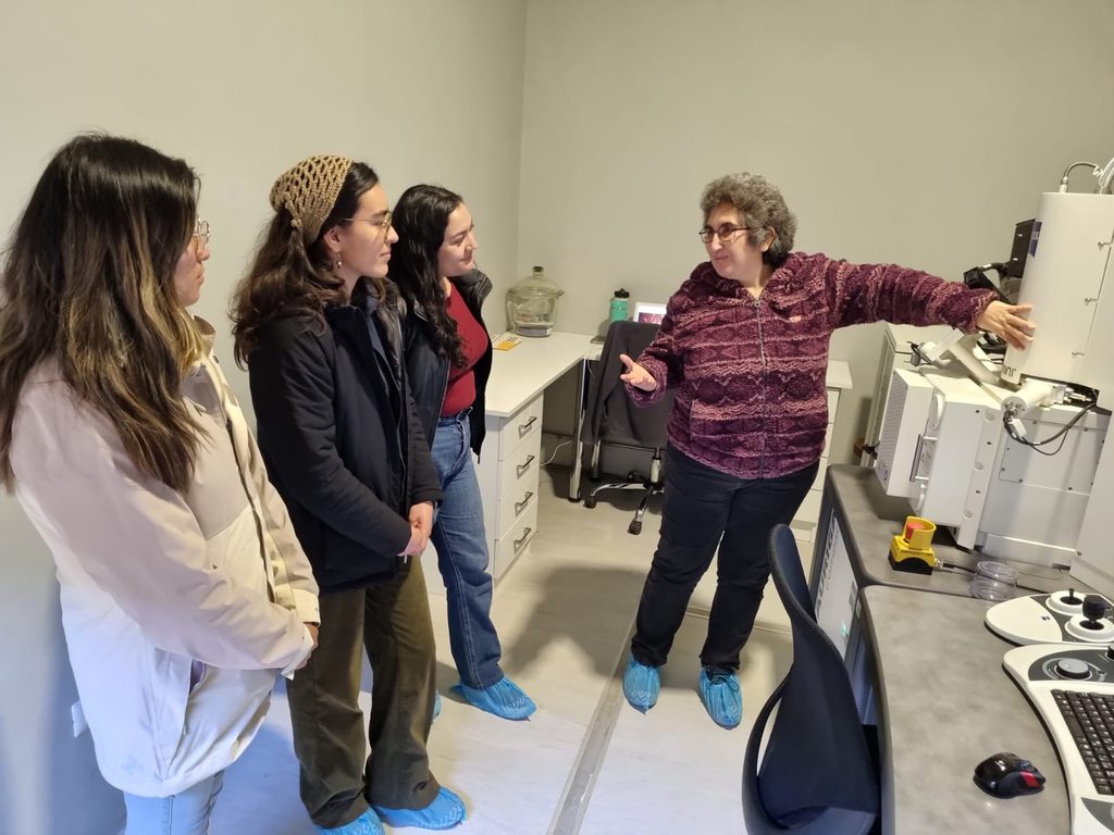 Estudiantes de postgrado trabajando en la Unidad de Microscopía Electrónica de la Universidad Austral de Chile