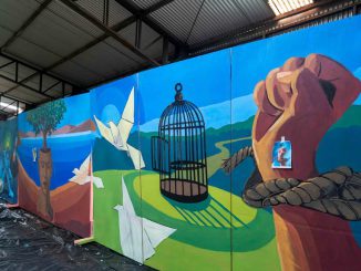 Mural móvil creado por personas privadas de libertad en el Centro de Educación y Trabajo de Valdivia