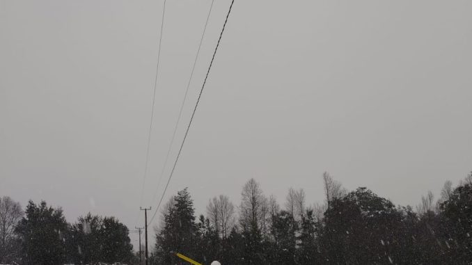 Brigadas de Saesa trabajando en el terreno bajo condiciones de nieve para reparar redes eléctricas