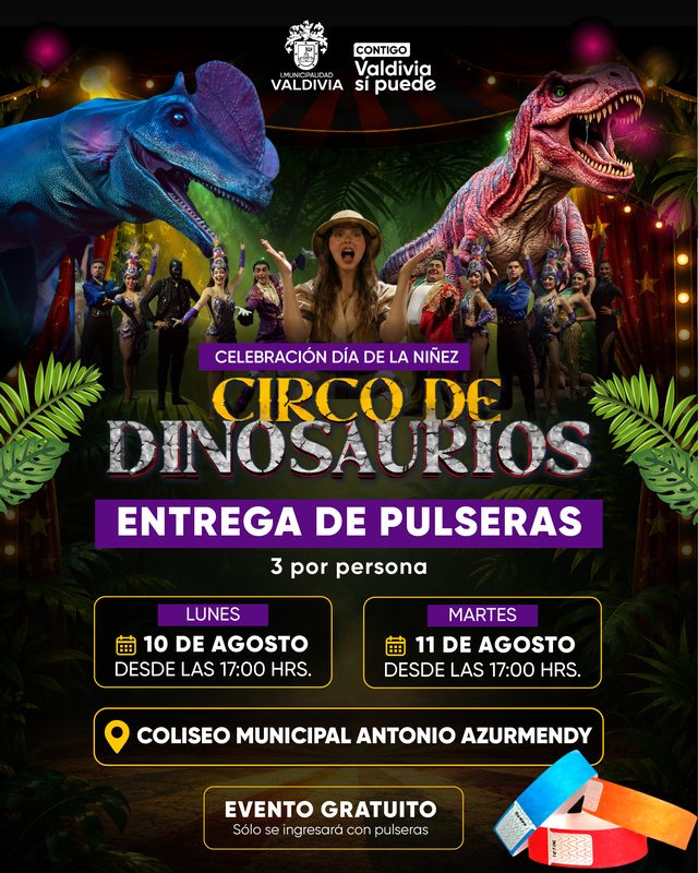 Niños disfrutando del espectáculo Circo de Dinosaurios en el Coliseo Municipal de Valdivia