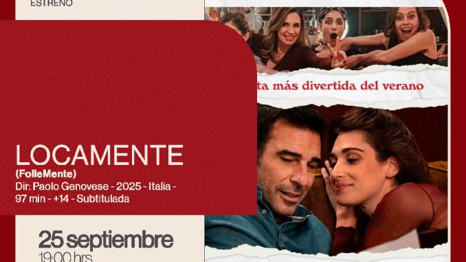 Escena de la película Locamente del director Paolo Genovese durante una proyección en cine