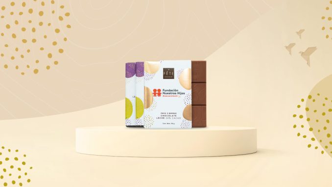 Set de barras de chocolate La Fête Chocolat como parte de la campaña solidaria de Fundación Nuestros Hijos contra el cáncer infantil.
