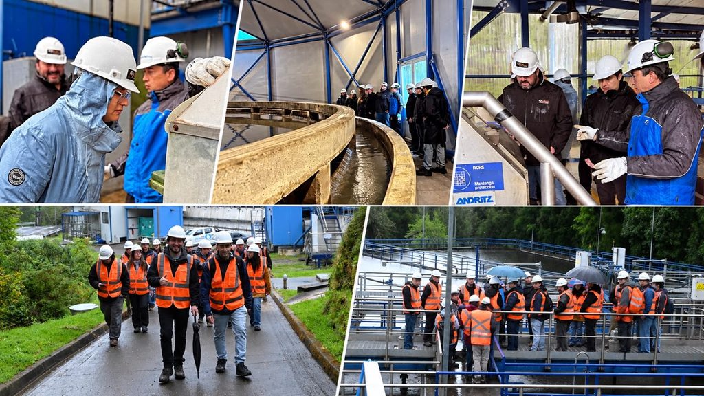 Estudiantes y profesionales visitando las instalaciones de Aguas Décima en Valdivia