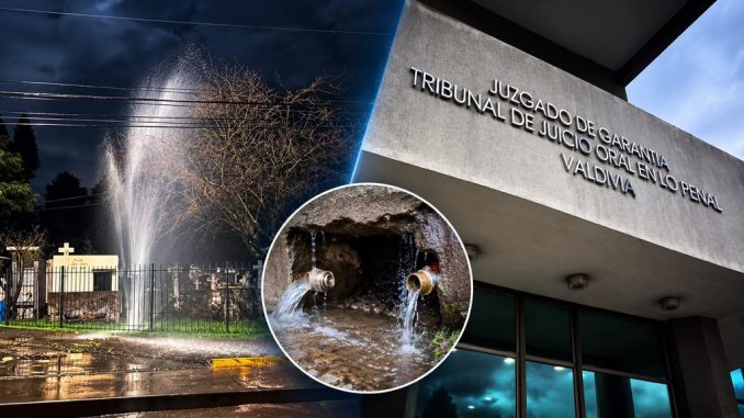 Personal de la sanitaria revisando infraestructura afectada por robo de medidores en Valdivia
