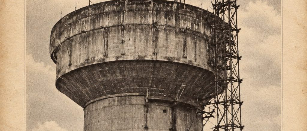 Antigua fotografía de la histórica Copa de Agua de avenida Picarte en Valdivia construida en los años 30