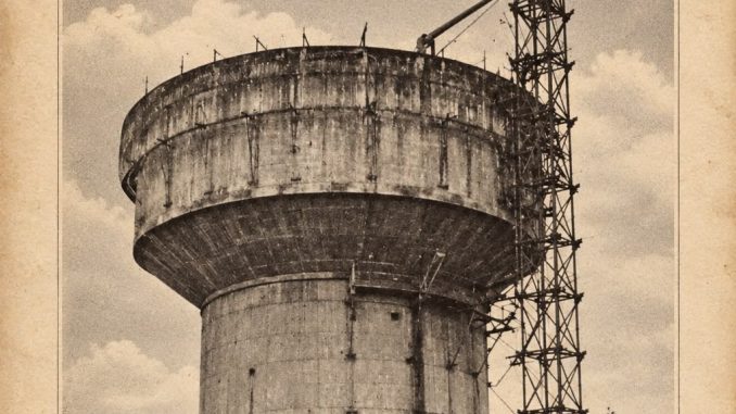 Antigua fotografía de la histórica Copa de Agua de avenida Picarte en Valdivia construida en los años 30