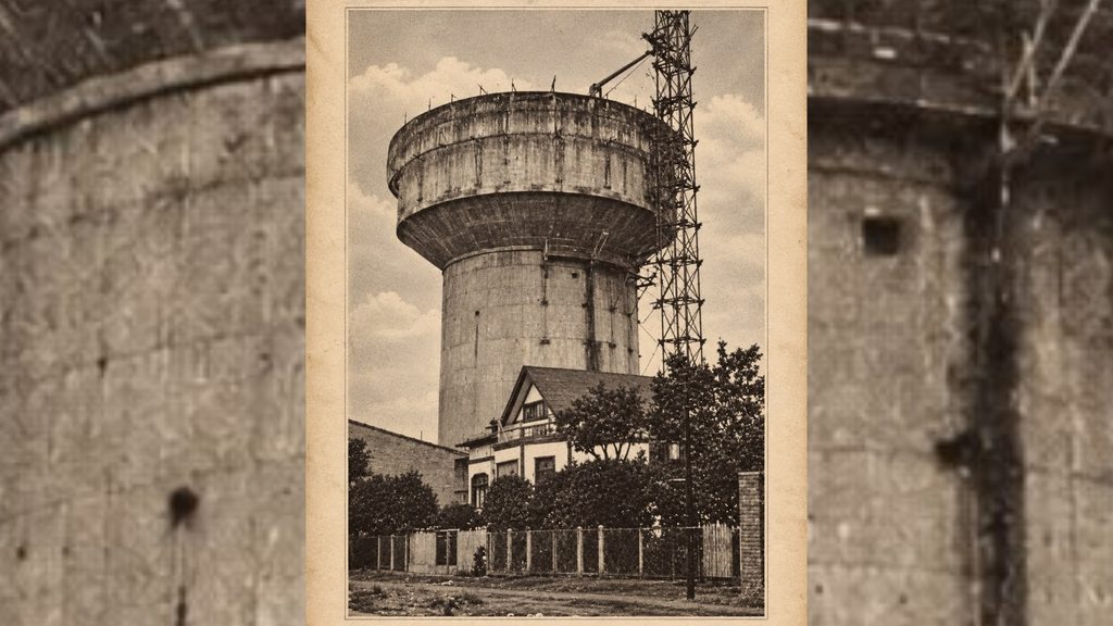 Antigua fotografía de la histórica Copa de Agua de avenida Picarte en Valdivia construida en los años 30
